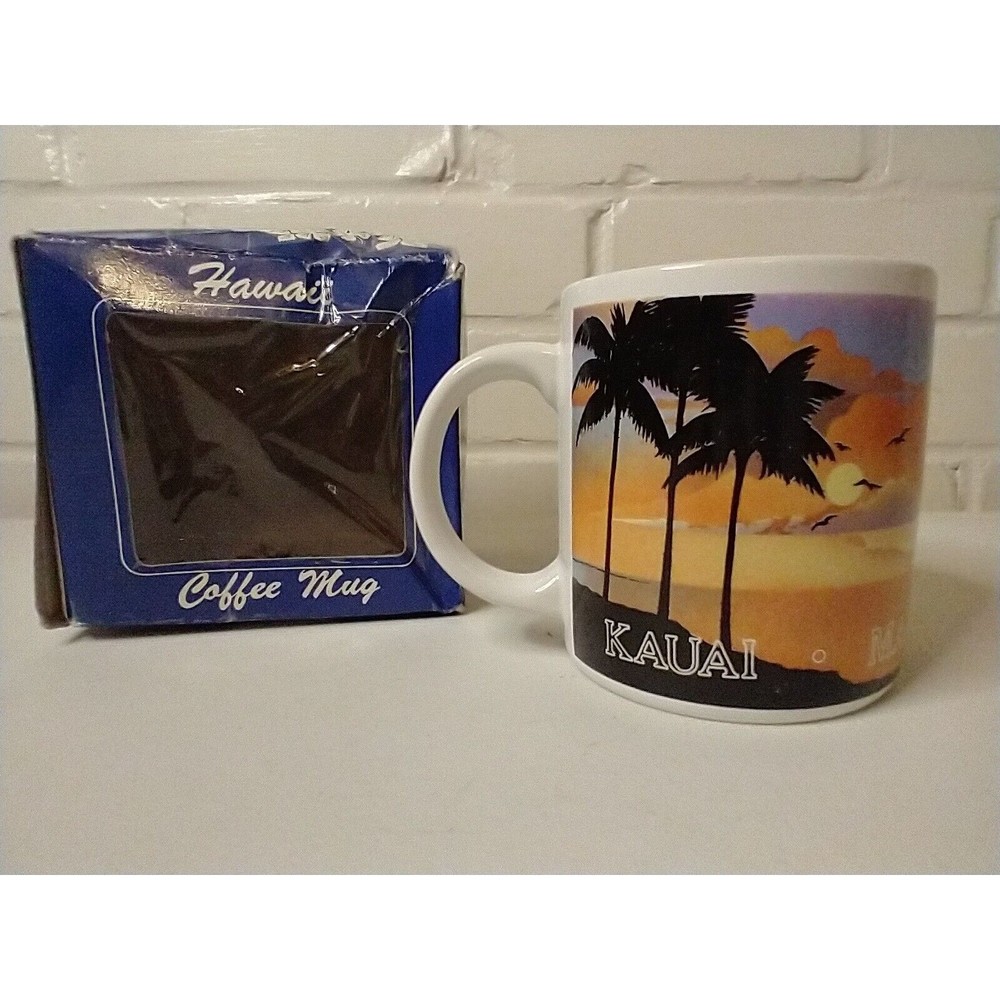 Hawaiian Islands Coffee Mug Sunset Vintage Souvenir Cup
